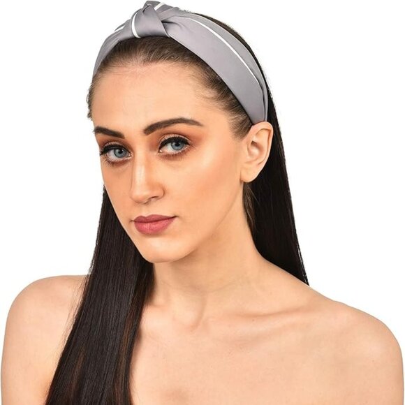 NWT Leah Piped Top Knot Gray Headband - Picture 1 of 5